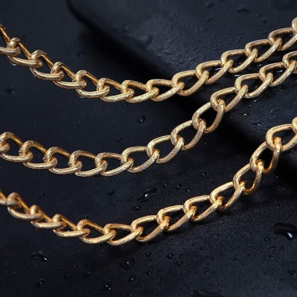 Women's Crystal Gold Skull Multi-layer Metal Waist Chain Dress Belts Metal Belt - Picture 4 of 7